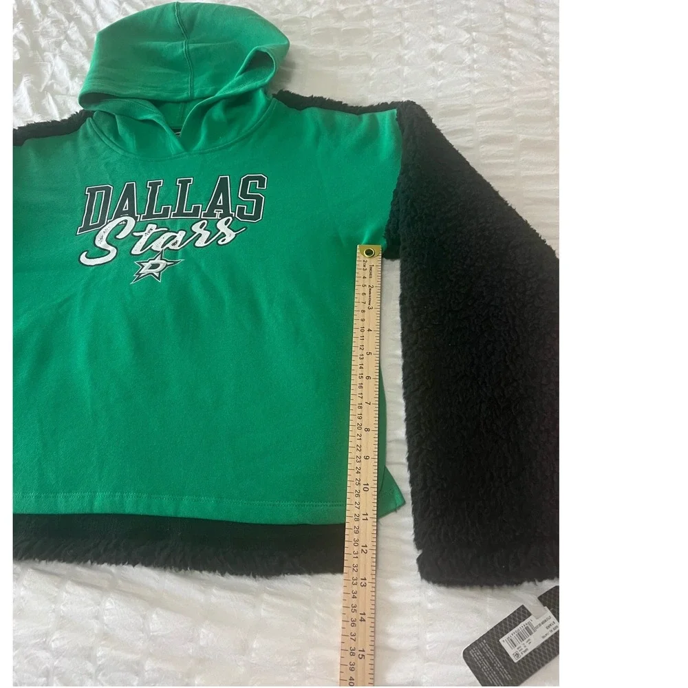 NHL Dallas Stars Green Black Plush Fleece Sherpa‎ Mixed Media Pullover Hoodie XL